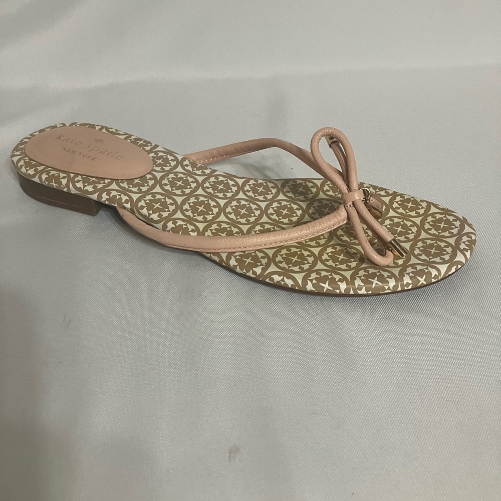 kate spade Beige and Brown Patterned Sandals with blush pink thong